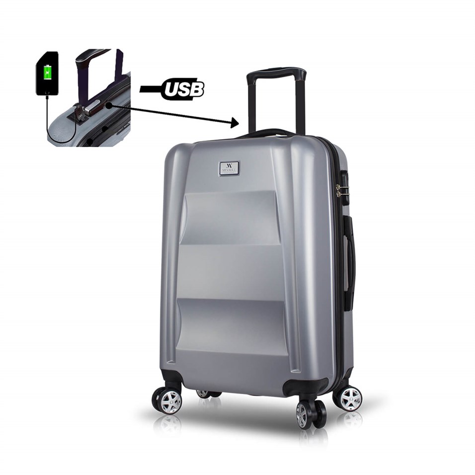 My Valice Smart Bag Exclusive Usb Şarj Girişli Orta Boy Valiz Gri