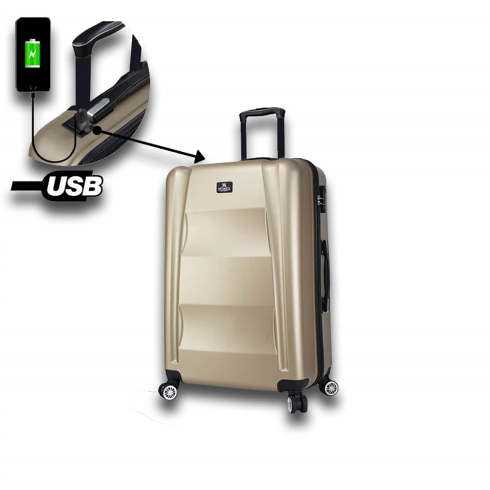 My Valice Smart Bag Exclusive Usb Şarj Girişli Orta Boy Valiz Gold