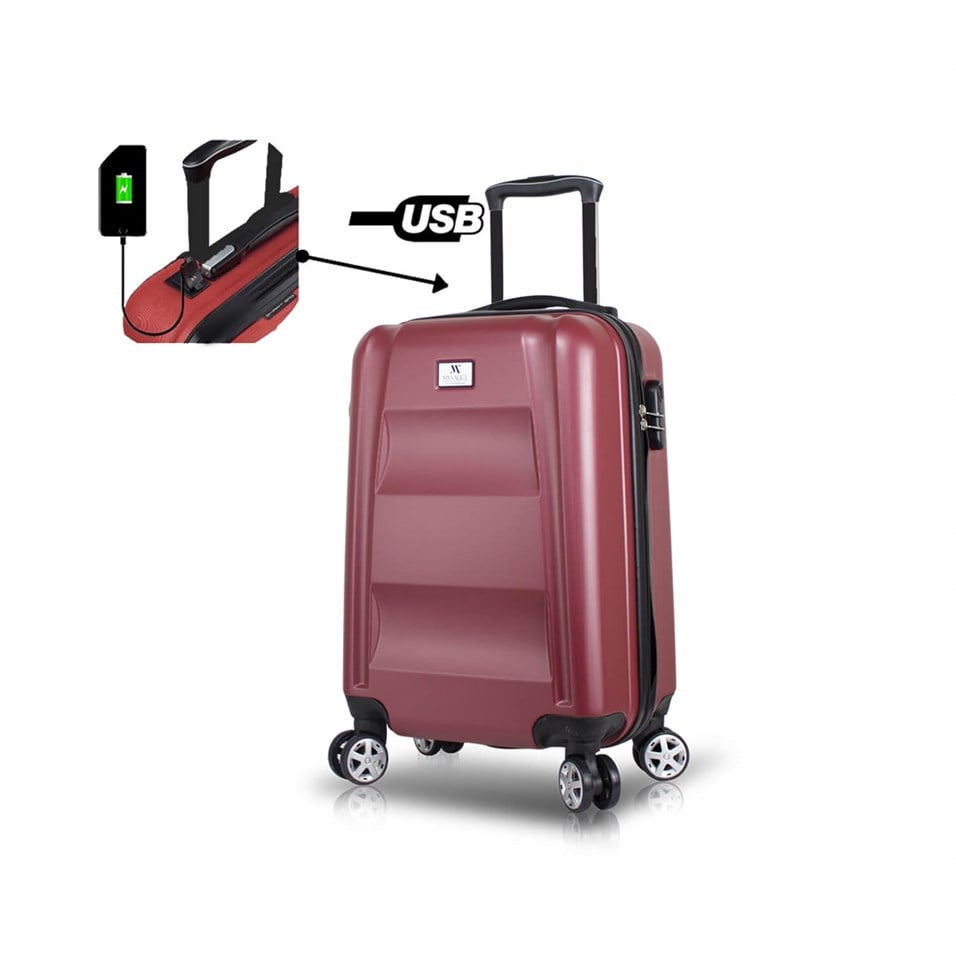 My Valice Smart Bag Exclusive Usb Şarj Girişli Kabin Boy Valiz Bordo
