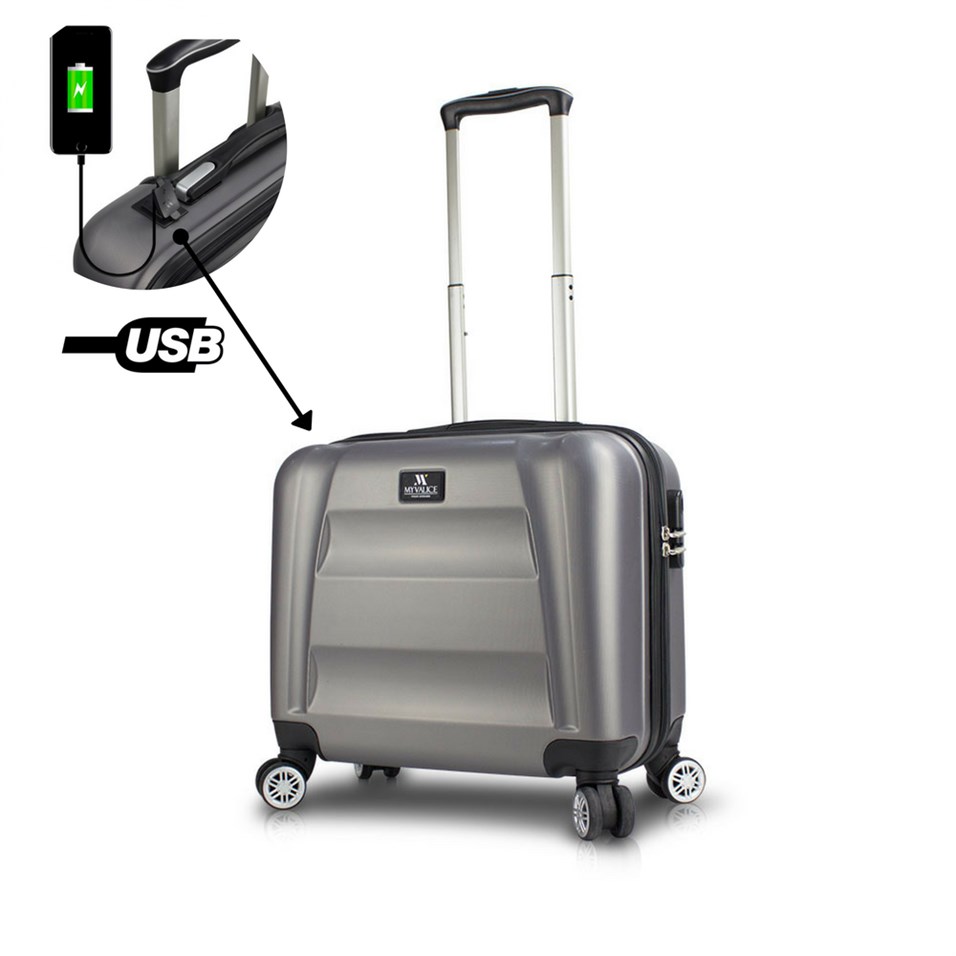 My Valice Smart Bag Exclusive Usb Şarj Girişli Hostes Pilot Boy Valiz Antrasit
