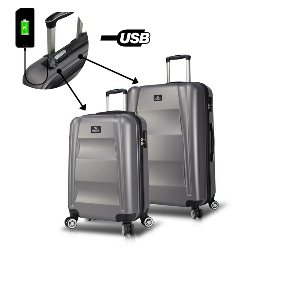 My Valice Smart Bag Exclusive Usb Şarj Girişli 2'li Valiz Seti (Kabin ve Orta) Antrasit