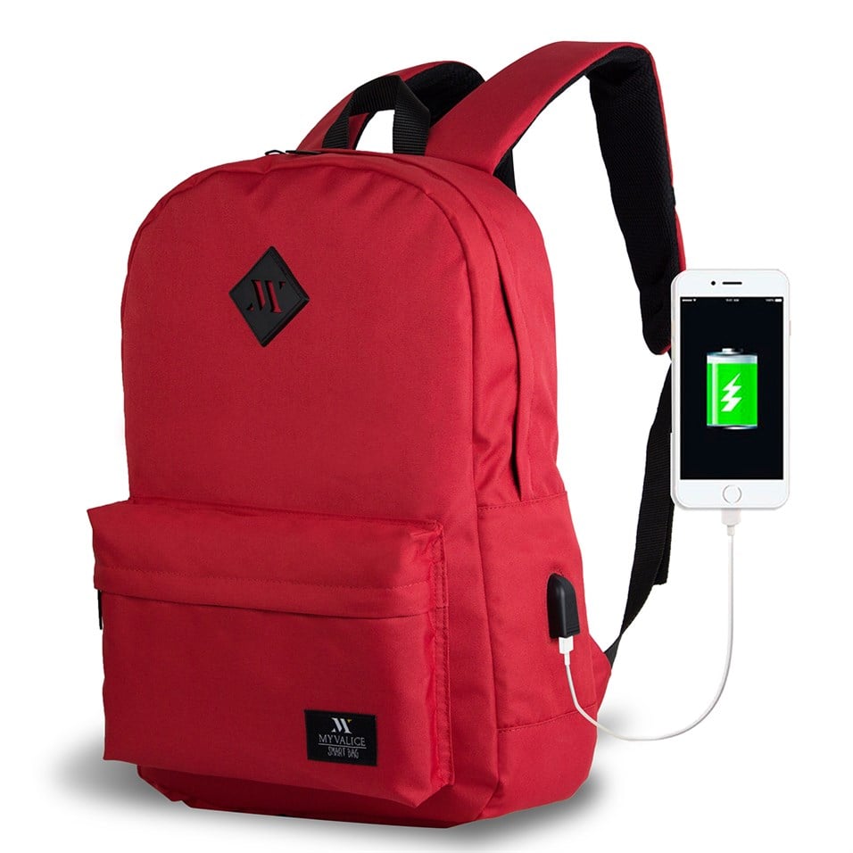 My Valice Smart Bag Specta Usb Şarj Girişli Akıllı Sırt Çantası Kırmızı |  My Valice
