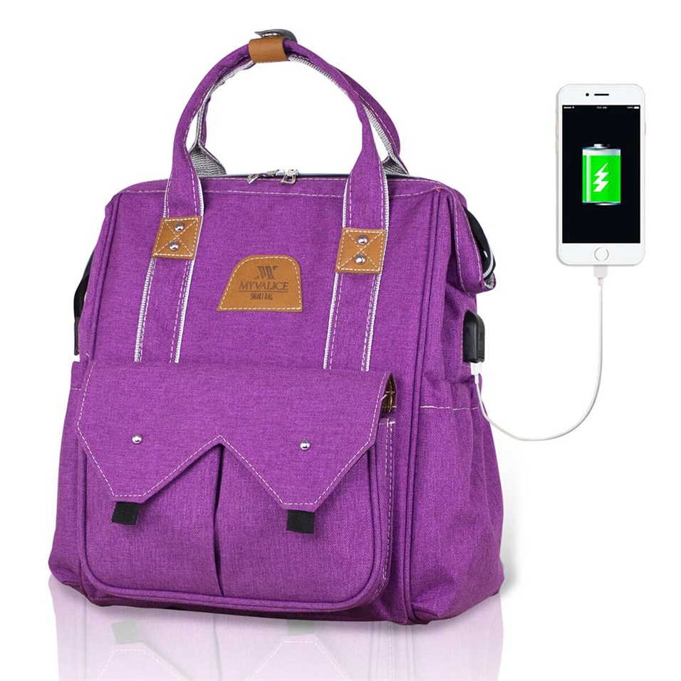 My Valice Smart Bag Sweet Usb'li Anne Bebek Bakım ve Sırt Çantası Mor