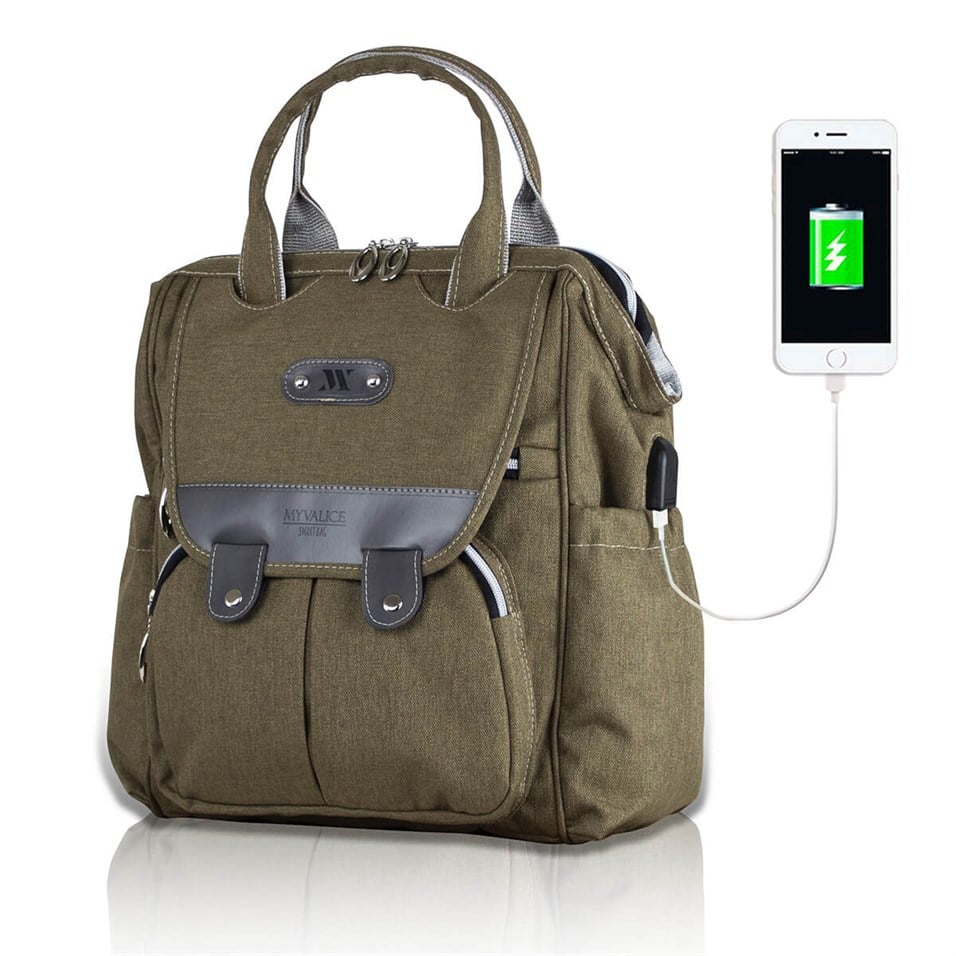 My Valice Smart Bag Tiny Usb'li Anne Bebek Bakım ve Sırt Çantası Bej