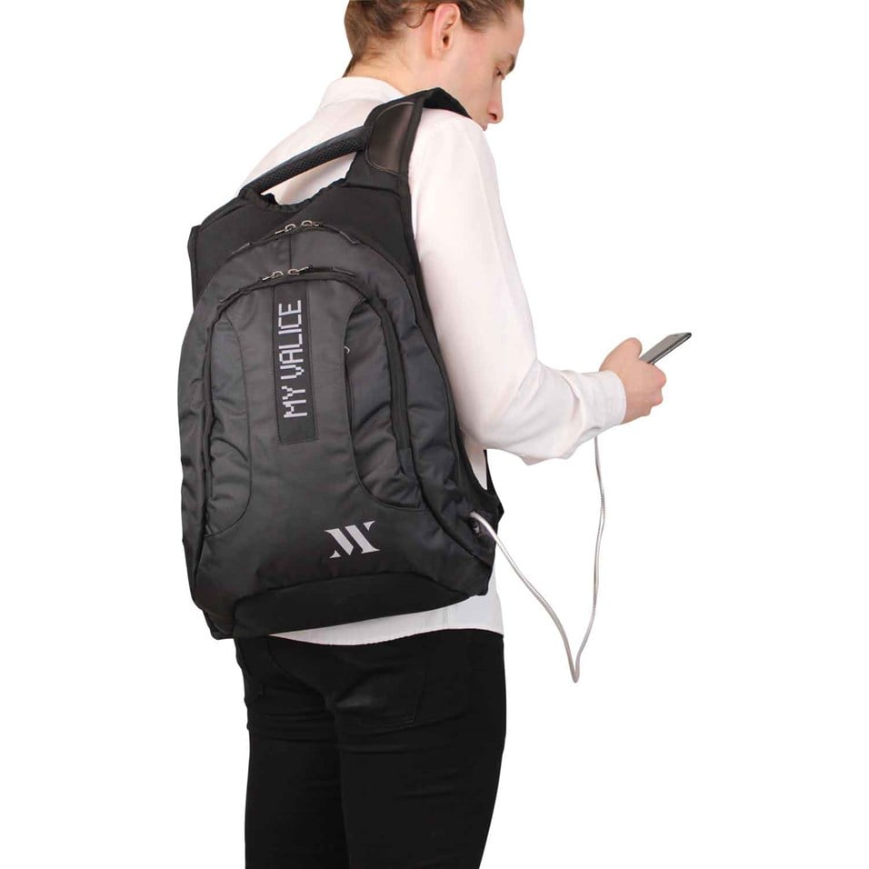 My Valice Smart Bag Usb Şarj Girişli Akıllı Sırt Çantası 1202 Siyah