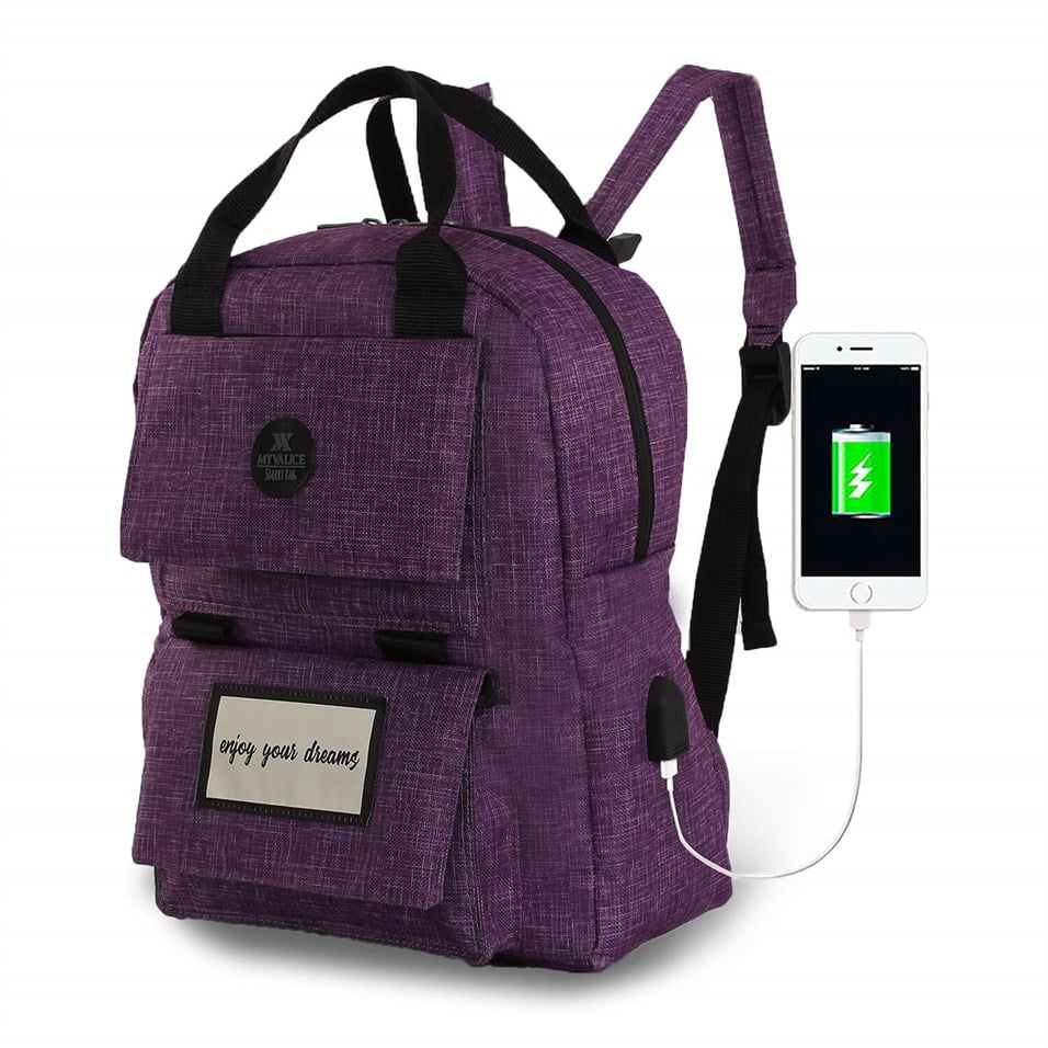 My Valice Smart Bag Usb'li Anne Bebek Bakım ve Sırt Çantası 1403 Mürdüm