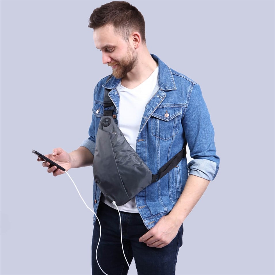 My Valice Smart Bag 1507 Cross Chest Bag Slim With USB Charging Port Grey