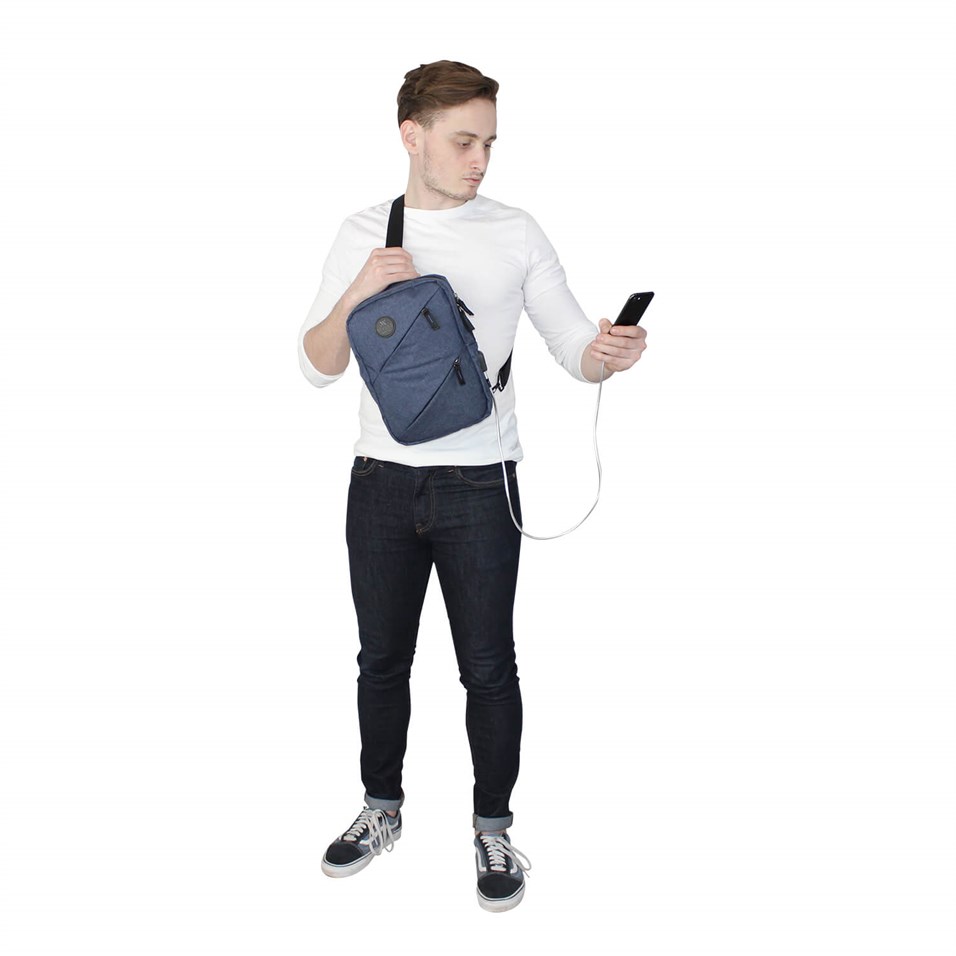 My Valice Smart Bag 1504 Cross Chest Bag With USB Charging Port Navy Blue