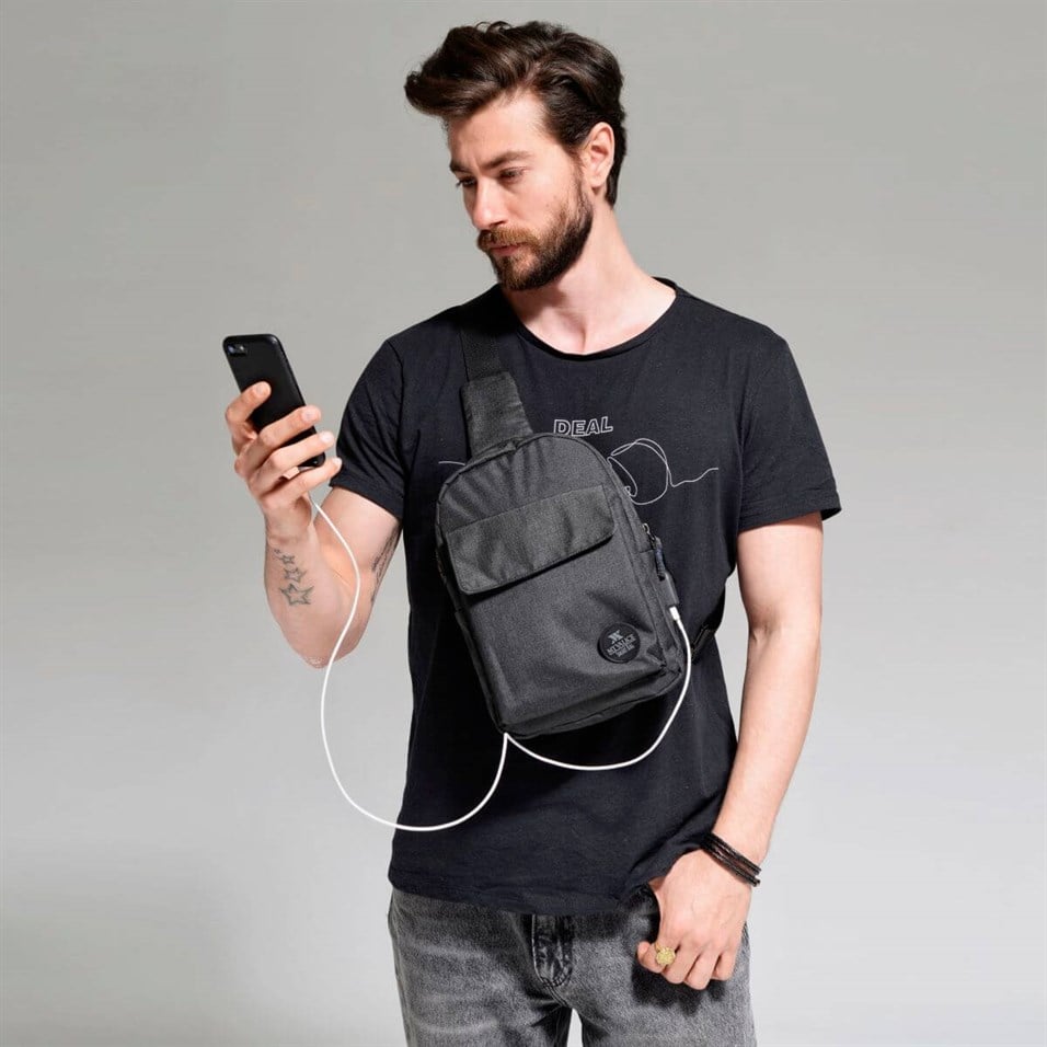 My Valice Smart Bag Usb'li Çapraz Göğüs Çantası 1505 Siyah