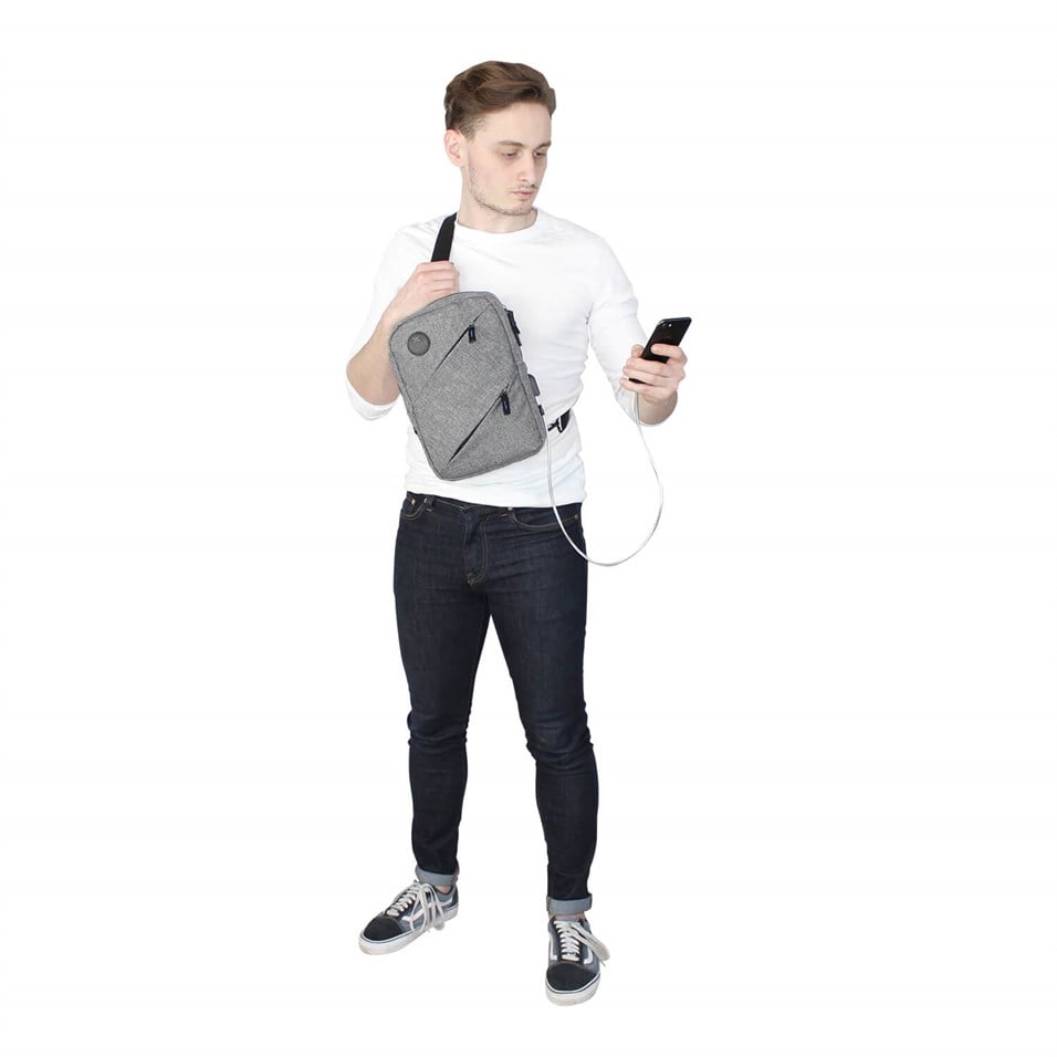 My Valice Smart Bag Usb'li Çapraz Göğüs Çantası 1504 Gri