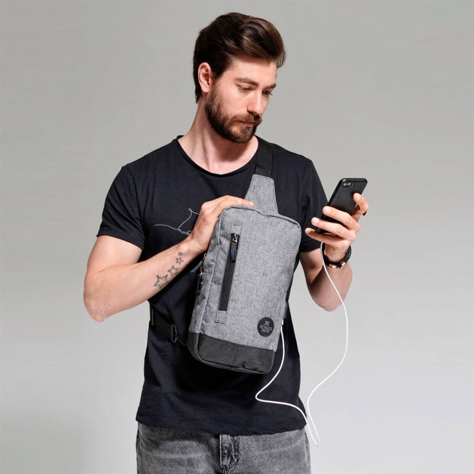 My Valice Smart Bag 1501 Cross Chest Bag With USB Charging Port Grey