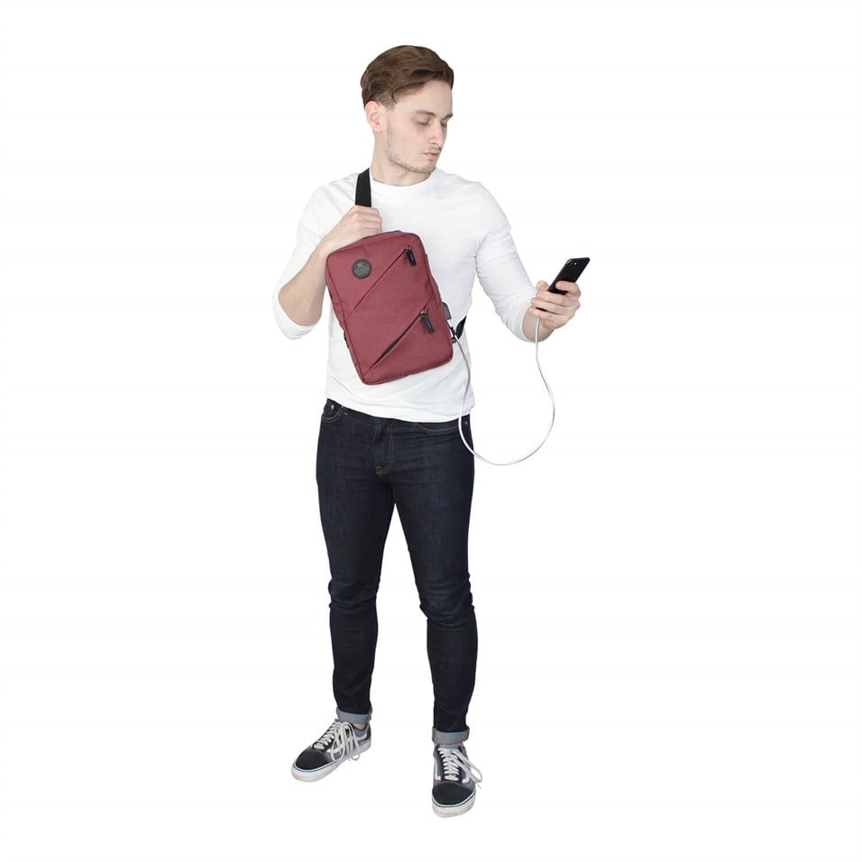 My Valice Smart Bag Usb'li Çapraz Göğüs Çantası 1504 Bordo