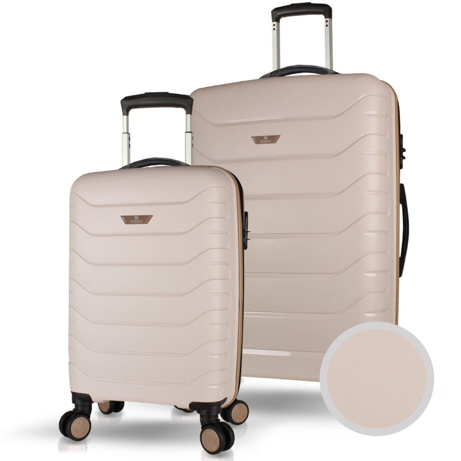 My Valice Solid PP Polipropilen Kırılmaz Kabin ve Büyük Boy Krem 2'li Valiz Seti