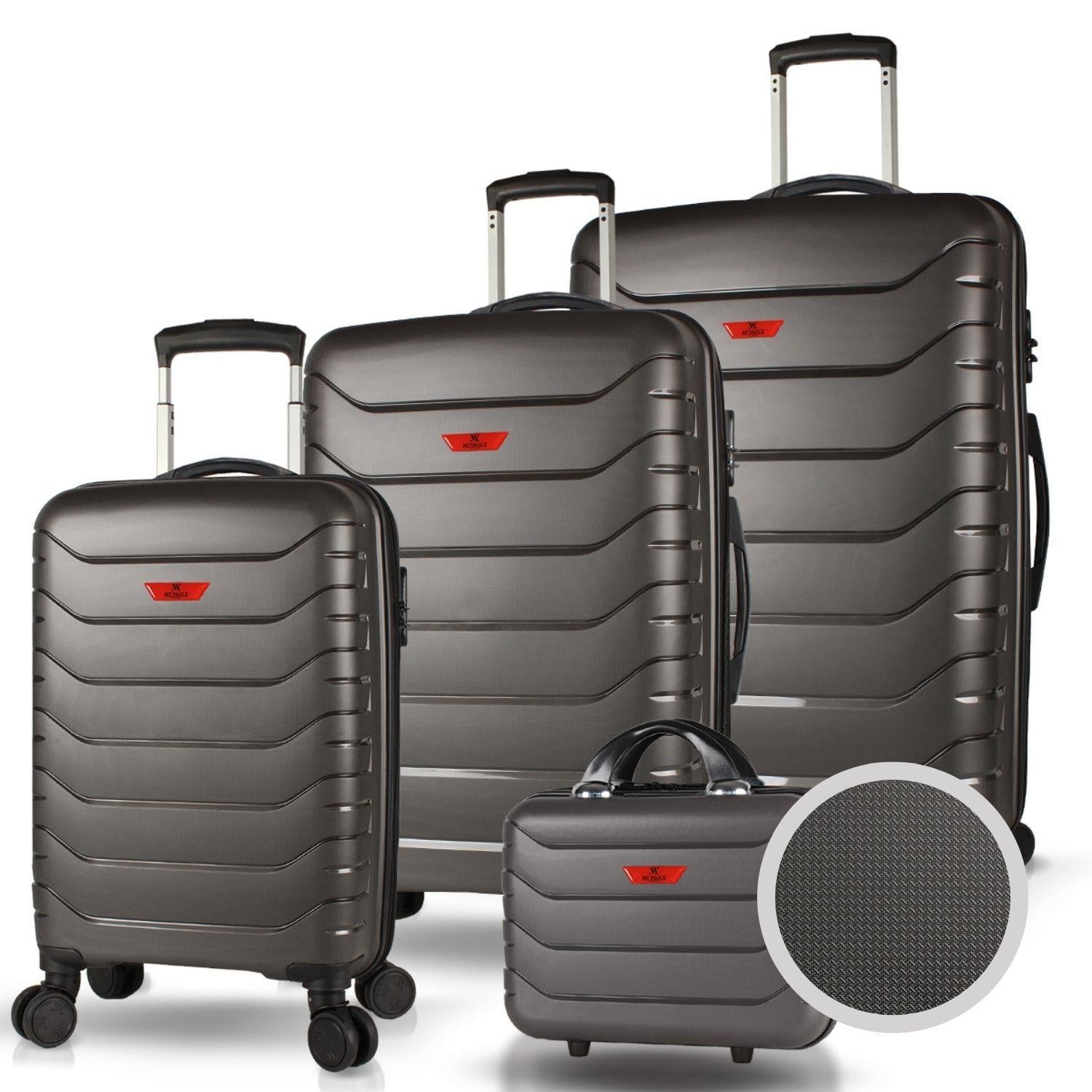 My Valice Solid PP Polipropilen Kırılmaz Kabin Orta Büyük ve Makyaj Boy Antrasit 4'lü Travel Valiz Seti
