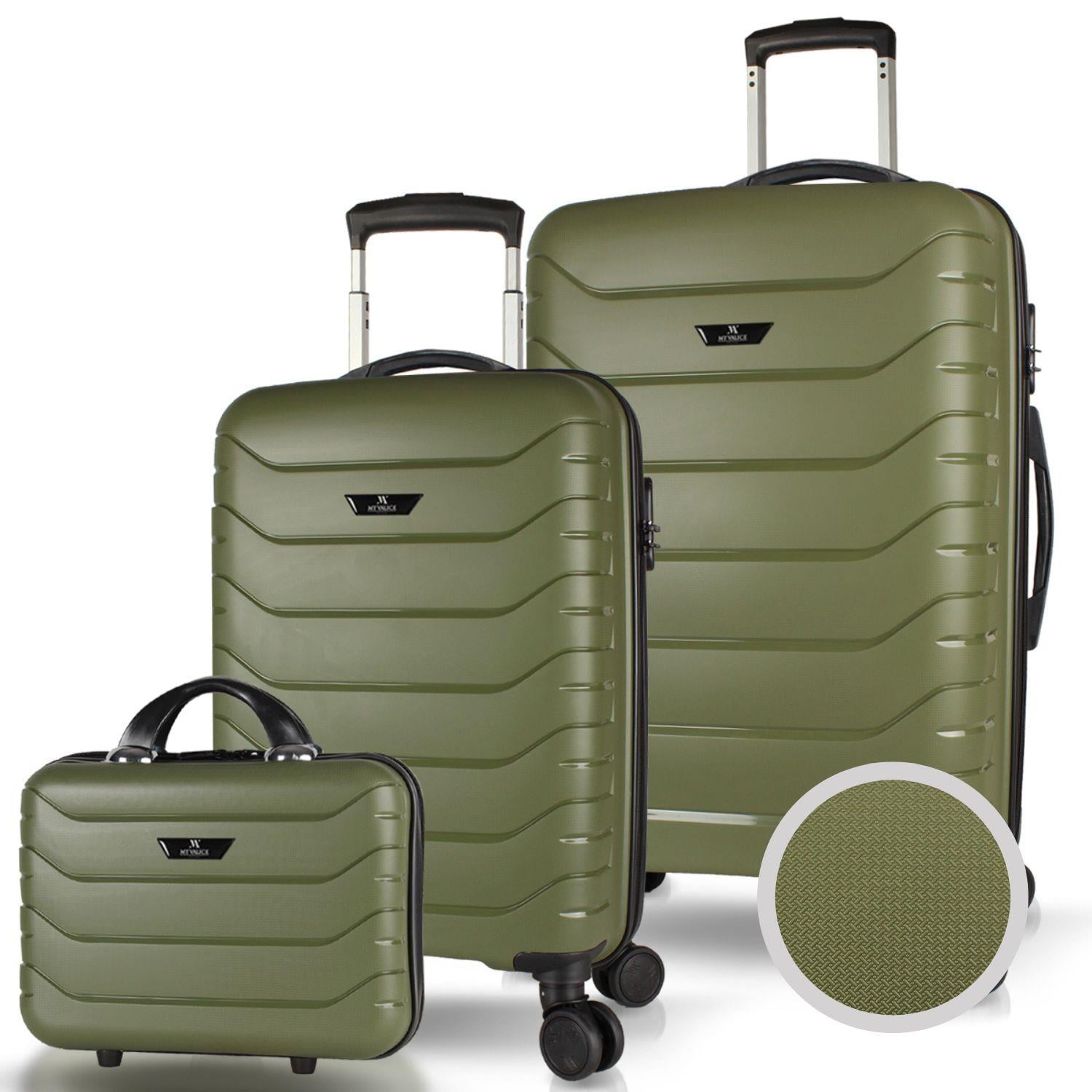 My Valice Solid PP Polipropilen Kırılmaz Makyaj Kabin ve Orta Boy Haki 3'lü Valiz Seti