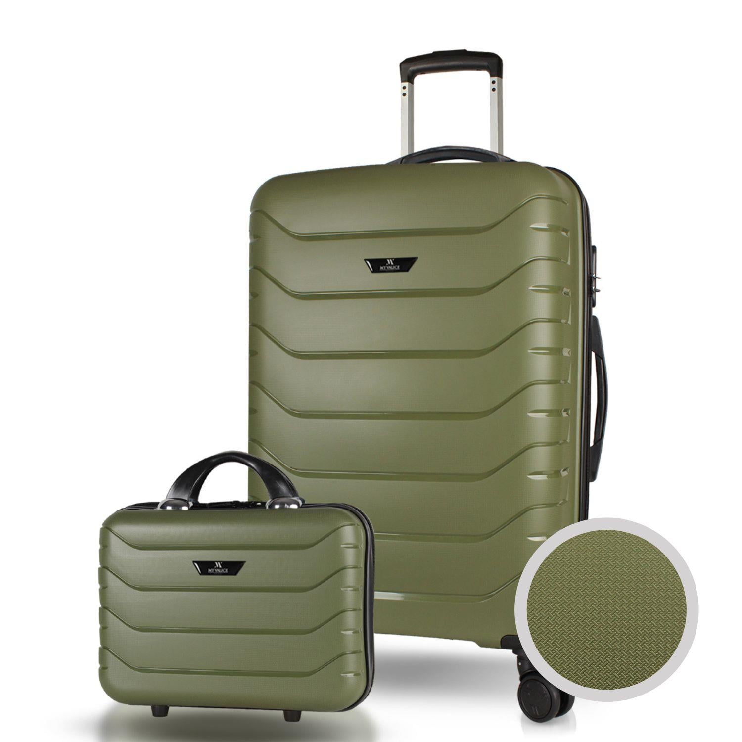 My Valice Solid PP Polipropilen Kırılmaz Makyaj ve Orta Boy Haki 2'li Valiz Seti