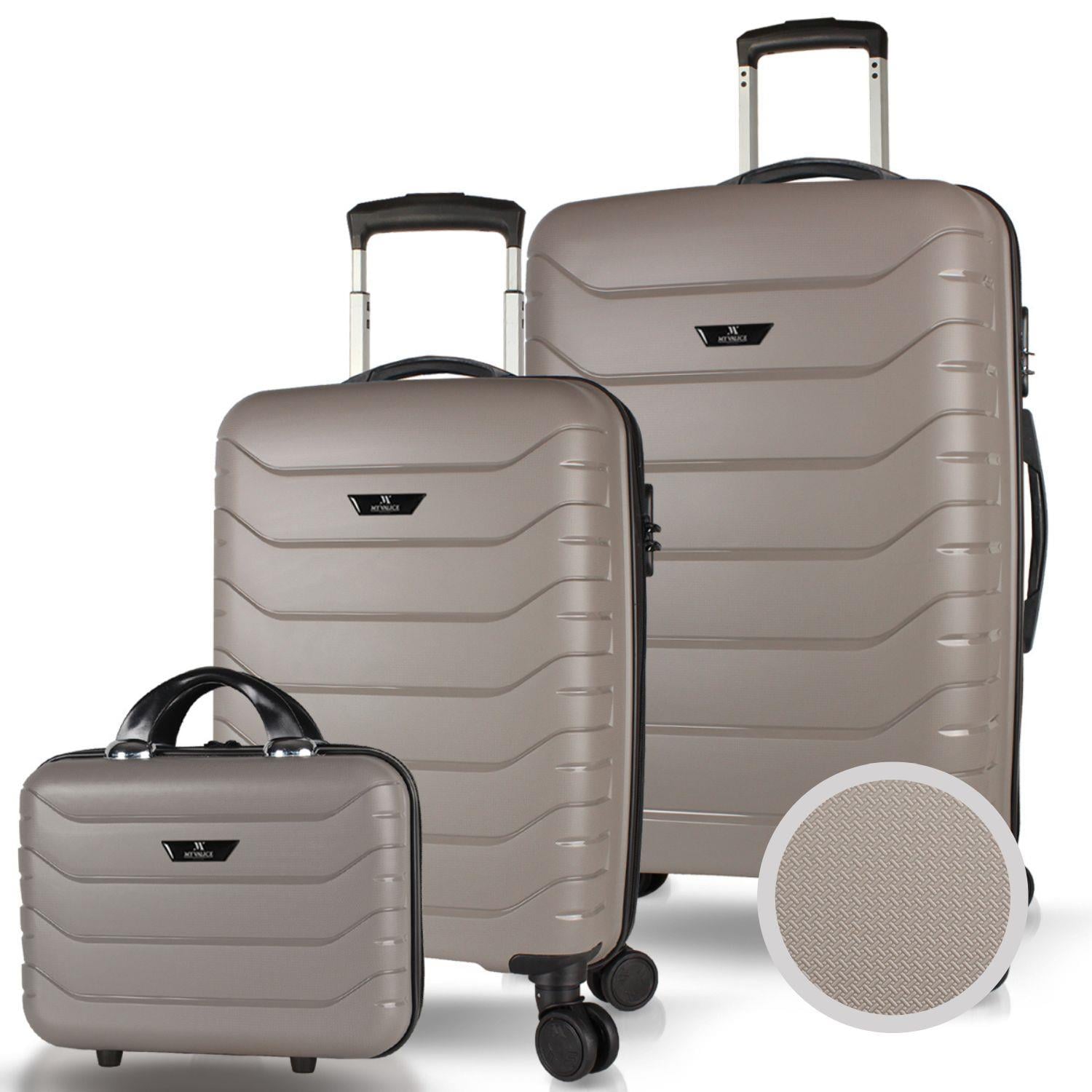 My Valice Solid PP Polipropilen Kırılmaz Makyaj Kabin ve Orta Boy Platin Gri 3'lü Valiz Seti
