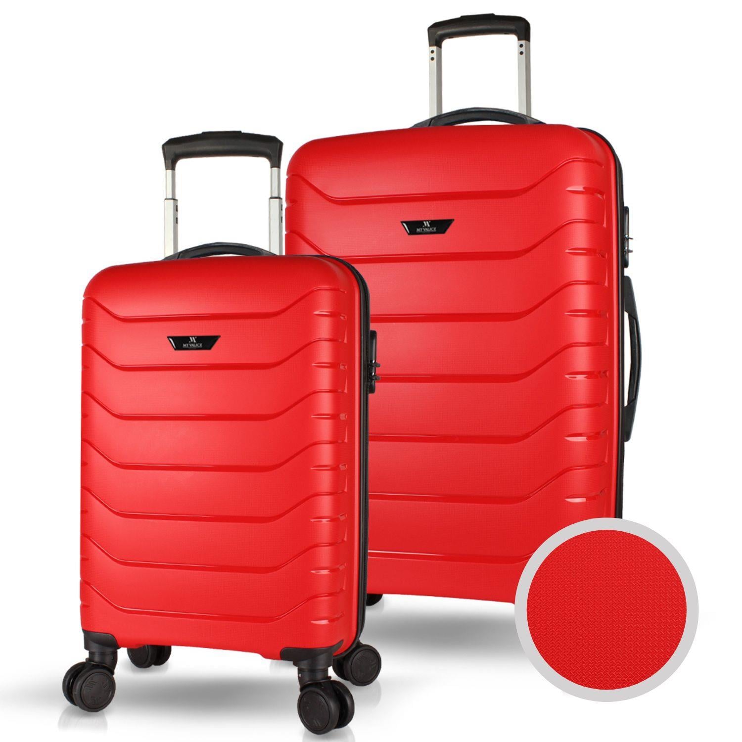 My Valice Solid PP Polipropilen Kırılmaz Kabin ve Büyük Boy Kırmızı 2'li Valiz Seti