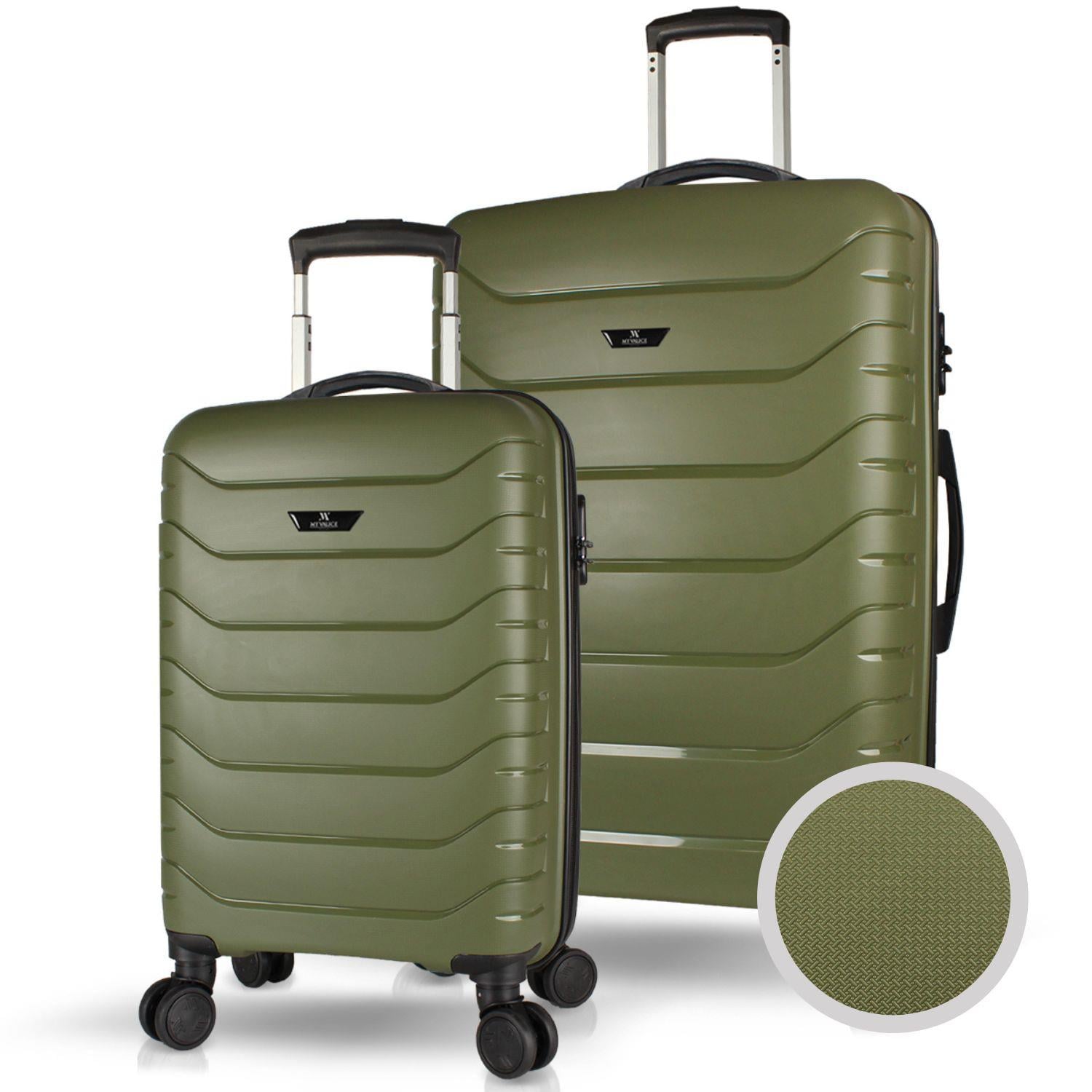 My Valice Solid PP Polipropilen Kırılmaz Kabin ve Büyük Boy Haki 2'li Valiz Seti