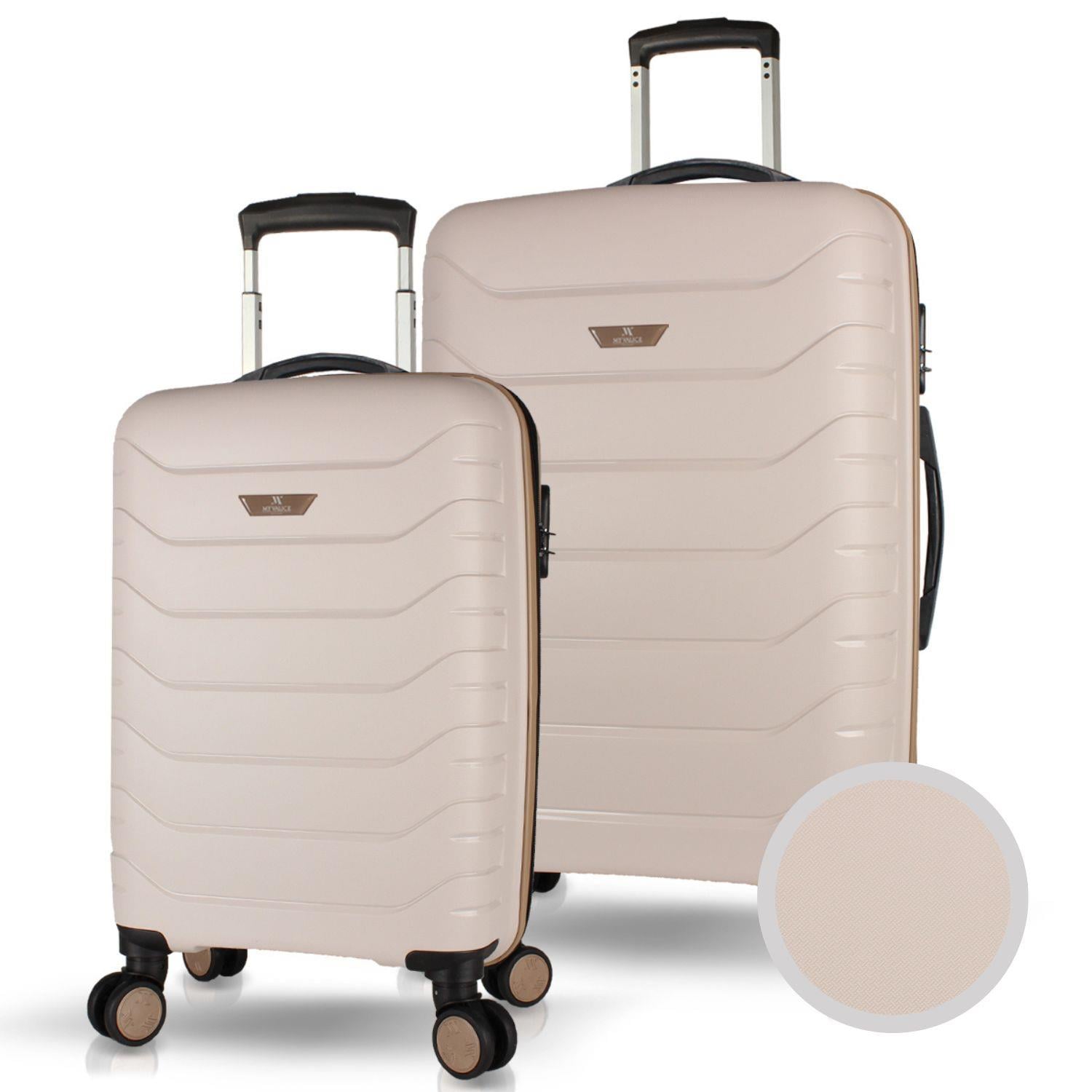 My Valice Solid PP Polipropilen Kırılmaz Kabin ve Orta Boy Krem 2'li Valiz Seti