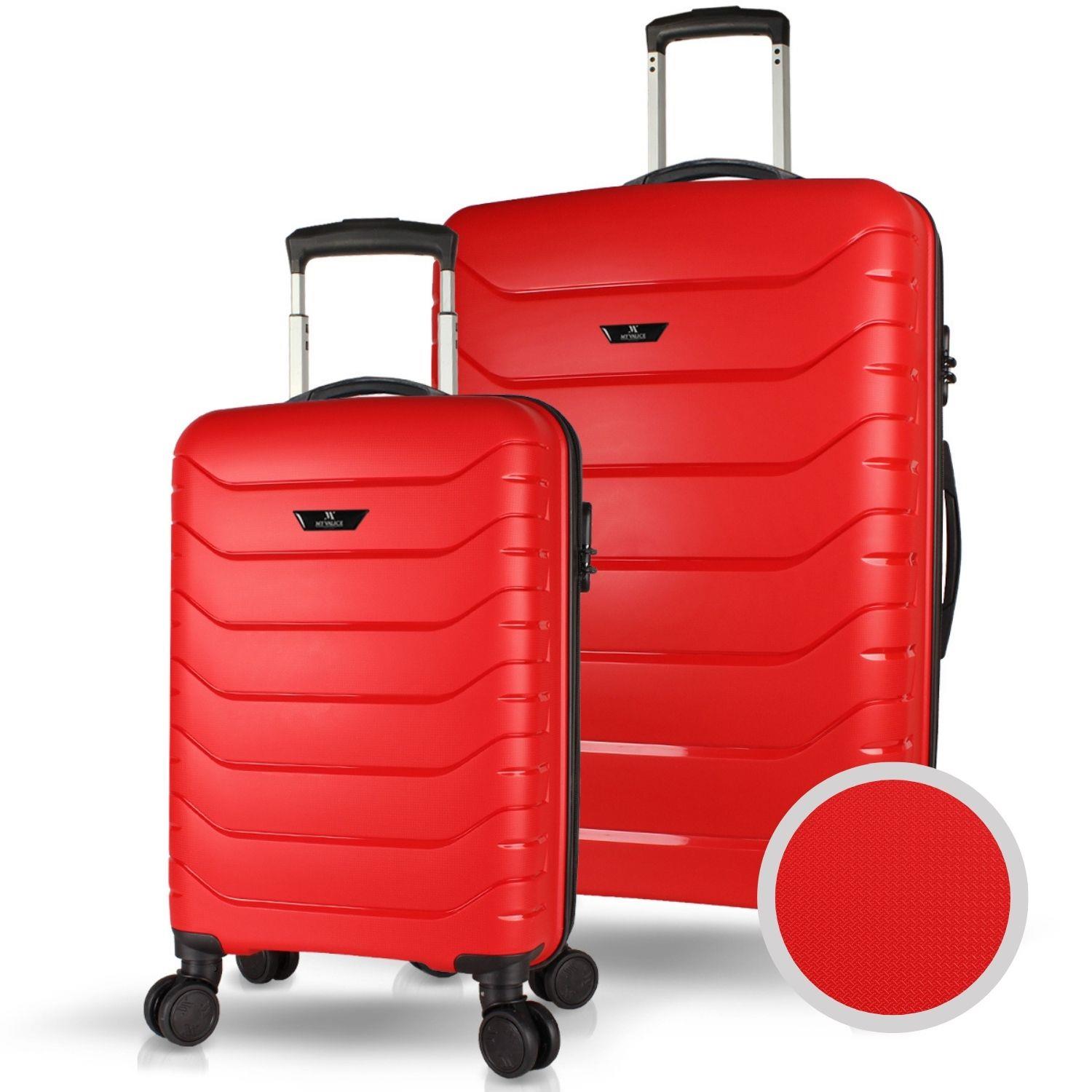My Valice Solid PP Polipropilen Kırılmaz Kabin ve Orta Boy Kırmızı 2'li Valiz Seti