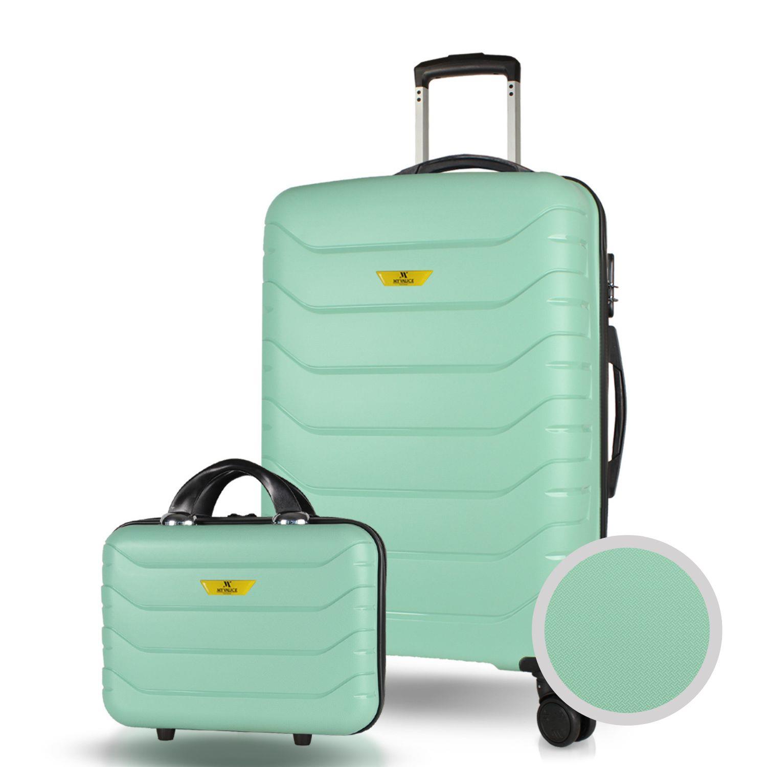 My Valice Solid PP Polipropilen Kırılmaz Makyaj ve Orta Boy Mint Yeşili 2'li Valiz Seti