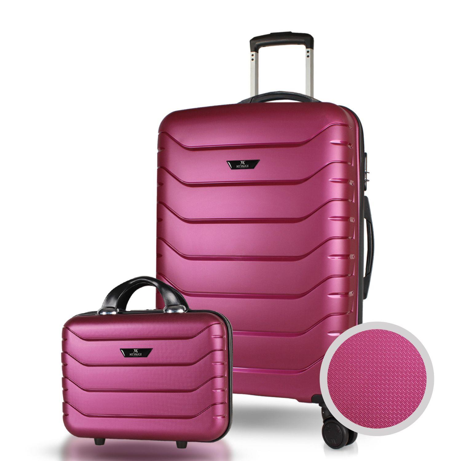 My Valice Solid PP Polipropilen Kırılmaz Makyaj ve Orta Boy Mürdüm 2'li Valiz Seti