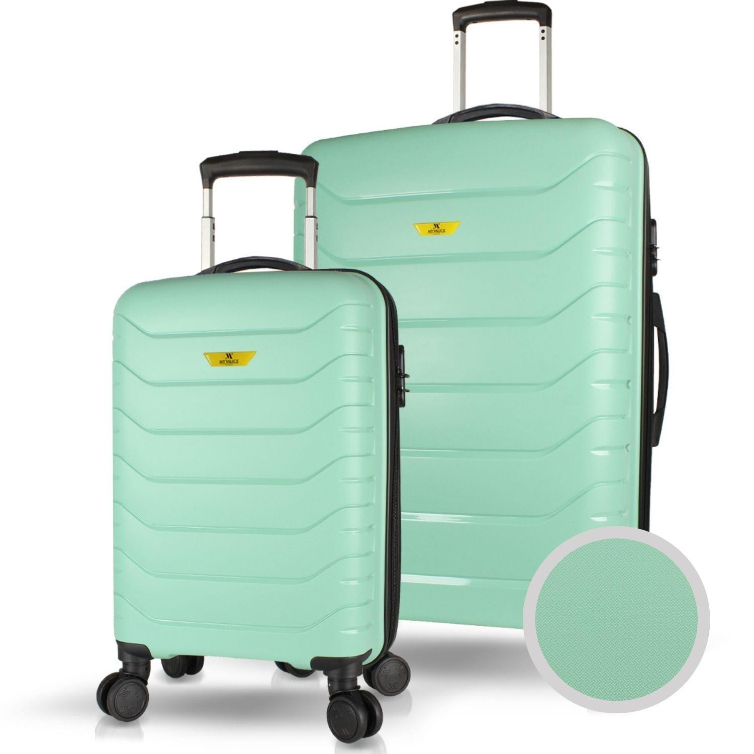 My Valice Solid PP Polipropilen Kırılmaz Kabin ve Büyük Boy Mint Yeşili 2'li Valiz Seti