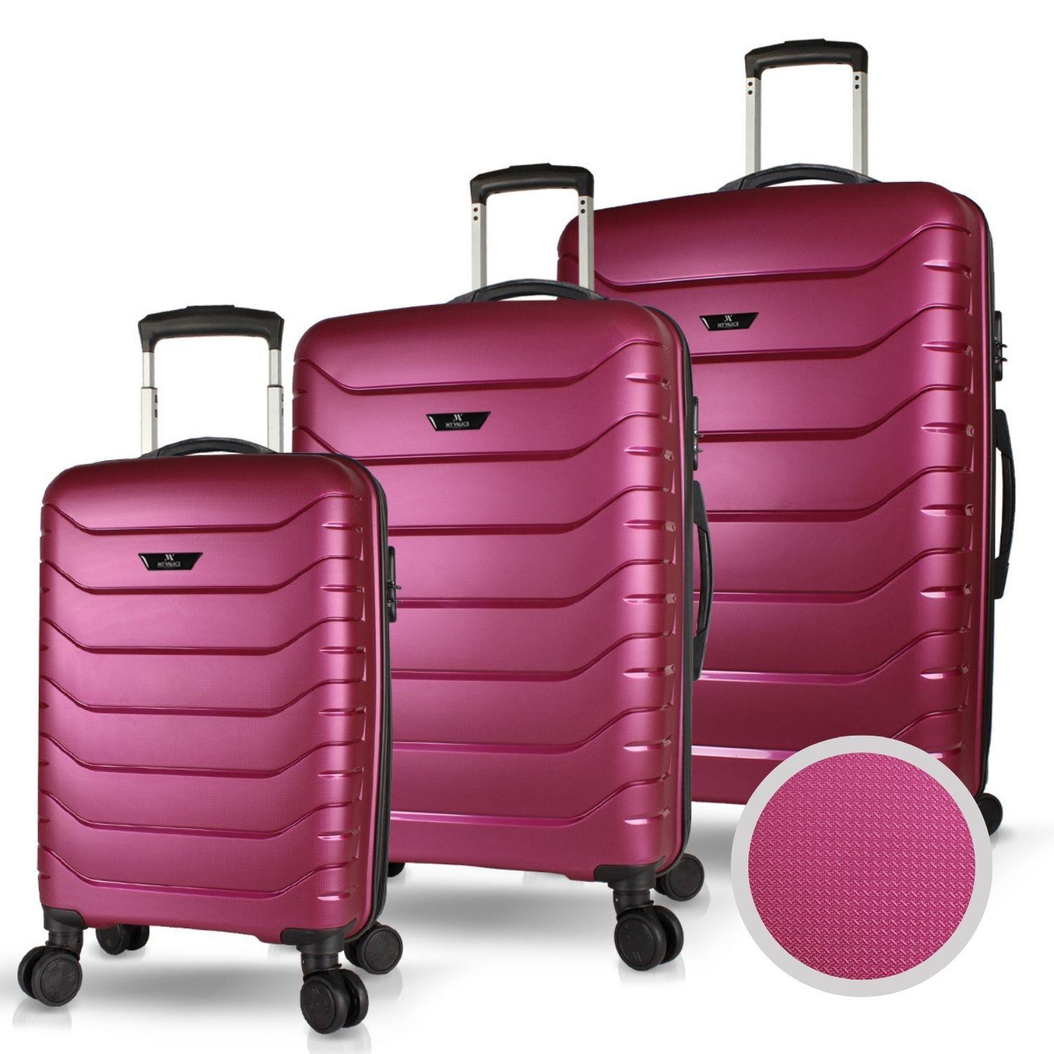My Valice Solid PP Polipropilen Kırılmaz Kabin Orta ve Büyük Boy Mürdüm 3'lü Valiz Seti