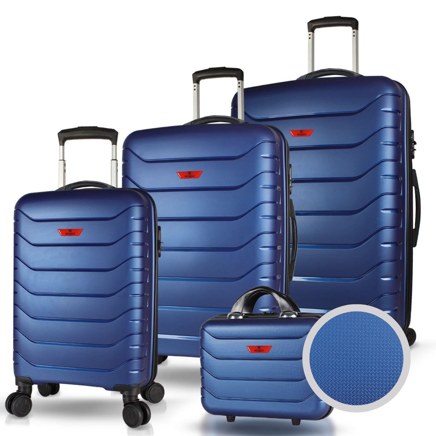 My Valice Solid PP Polipropilen Kırılmaz Kabin Orta Büyük ve Makyaj Boy Parlement Mavisi 4'lü Travel Valiz Seti