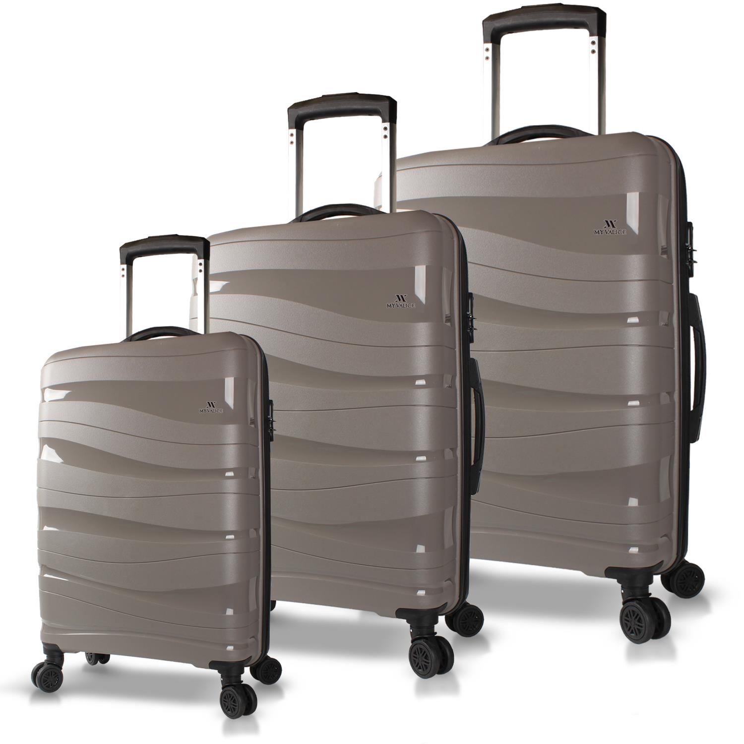 My Valice Wave PP Polypropylene Unbreakable Cabin Medium and Large Size Set of 3 Luggage Set