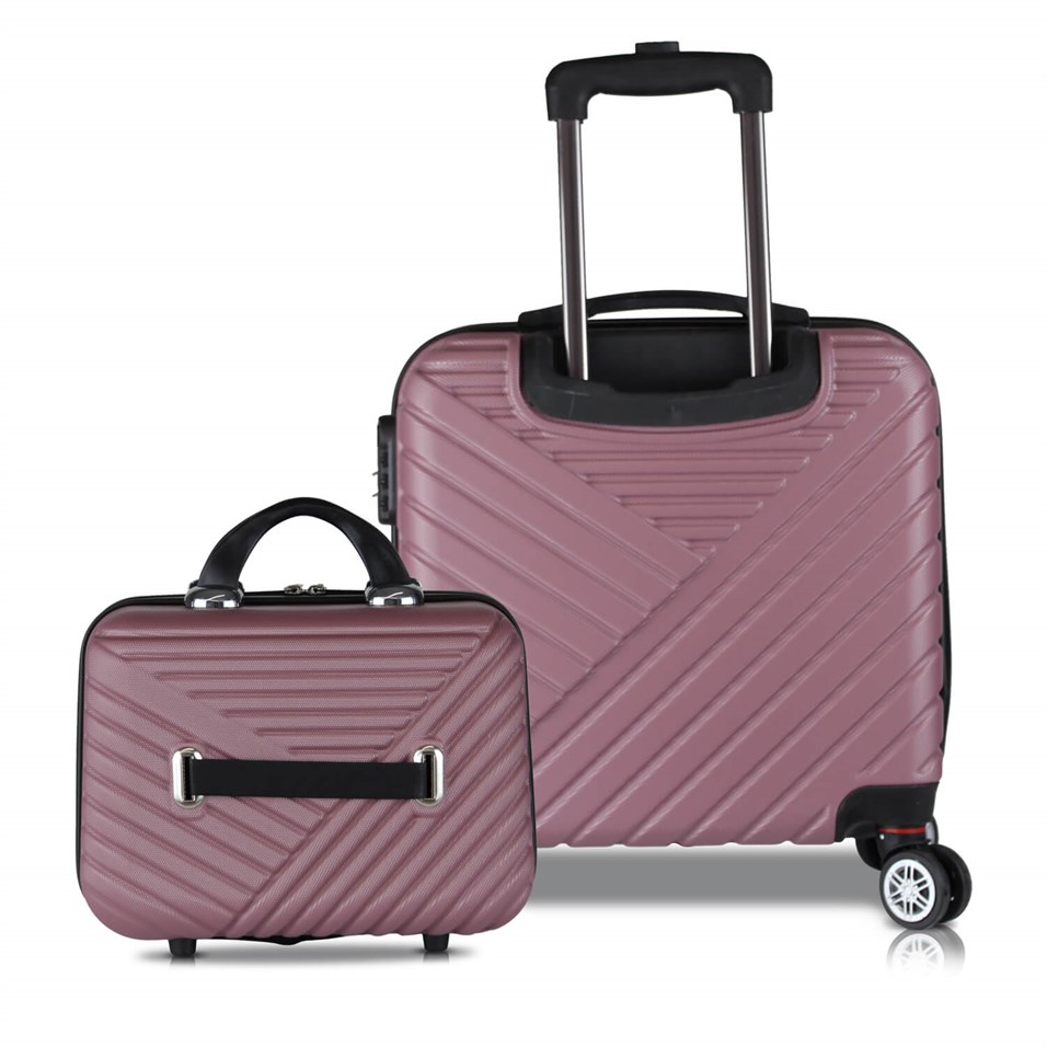 Troya Premium Suitcase Set of 2 Pilot & Makeup Rose Gold | My Valice