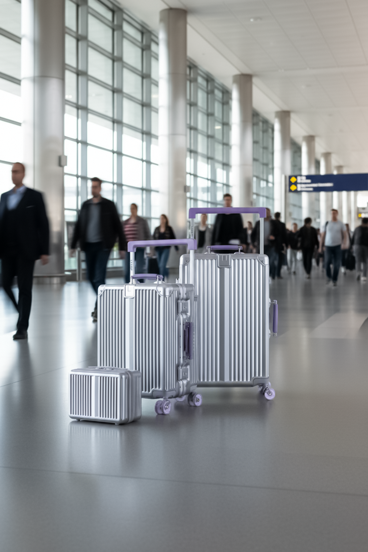 Boxy PC Policarbon 3'lü Valiz Seti (Kabin Orta ve Makyaj) Silver-Mor