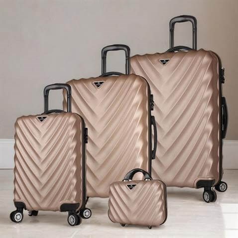 Lotus Abs Kabin Orta Büyük ve Makyaj Boy Gold 4'lü Travel Valiz