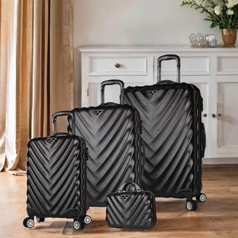 Lotus Abs Kabin Orta Büyük ve Makyaj Boy Siyah 4'lü Travel Valiz