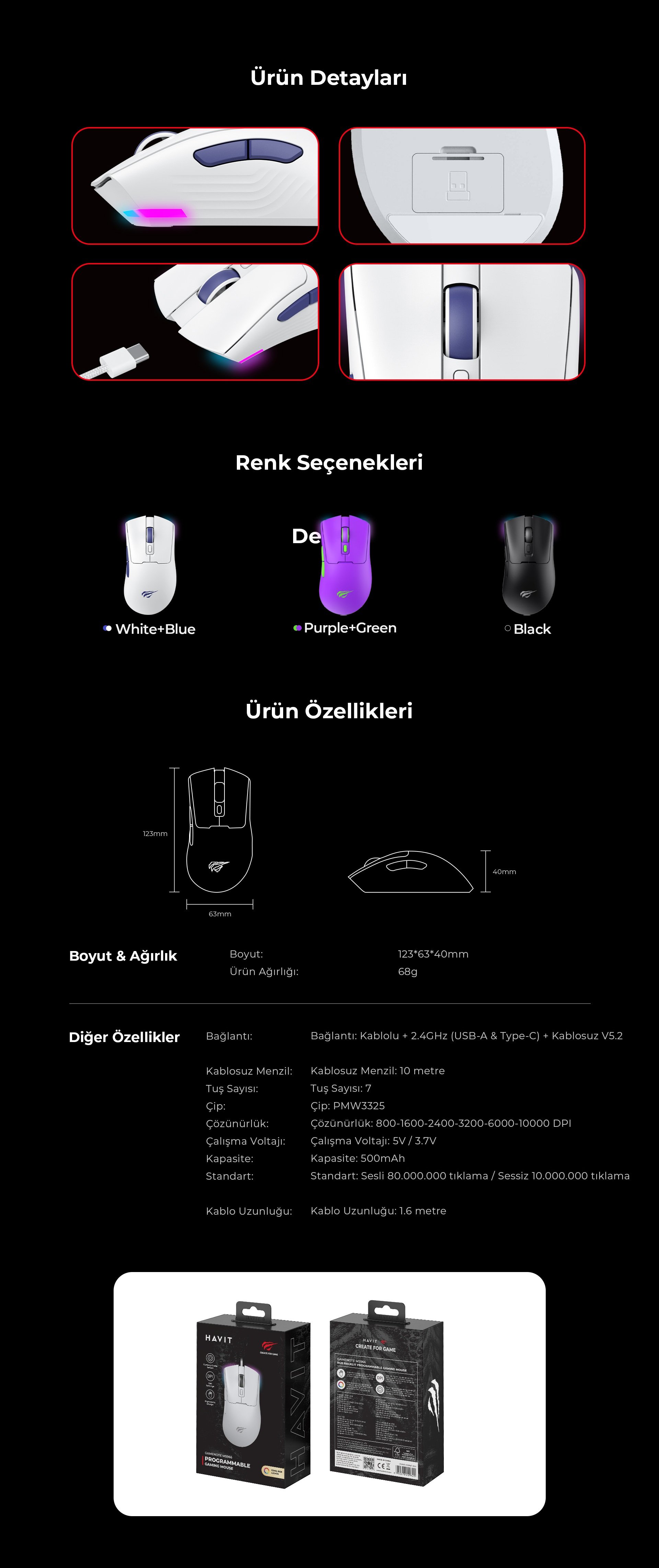 Havit Gamenote MS966WB Oyuncu Mouse