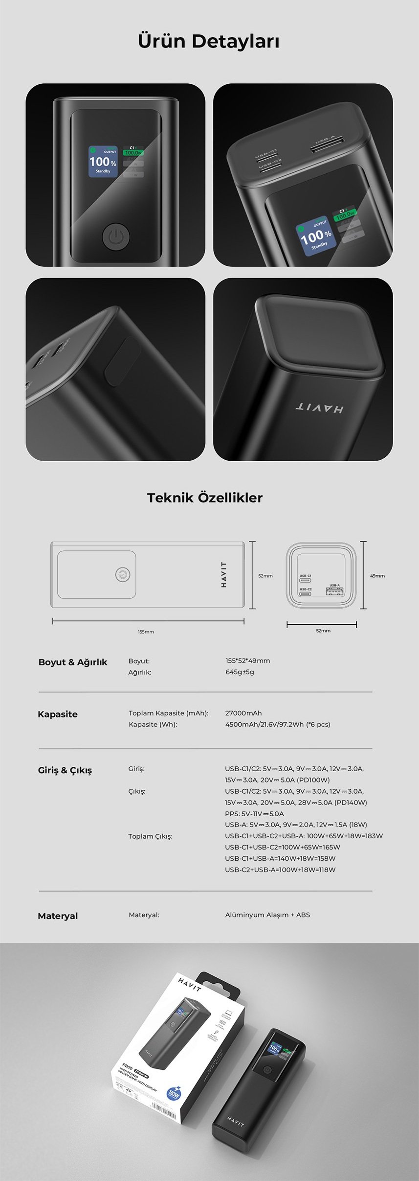 Havit PB50 27000mAh Powerbank