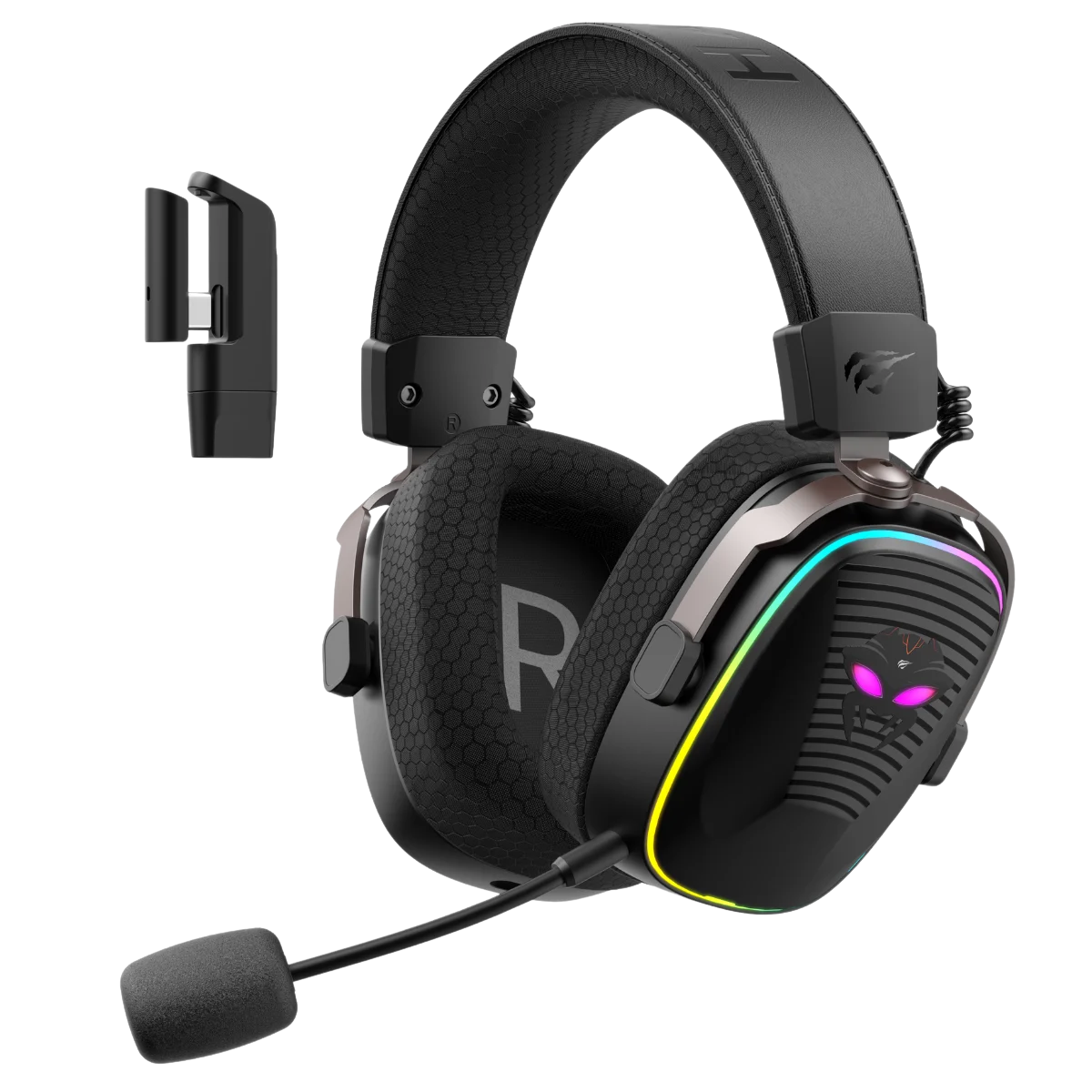 Havit Gamenote Huaxu-X4 Gaming Oyuncu Mikrofonlu Kulaklığı 4 Modlu (BT, 2.4Ghz, Type-C, 3.5mm) - Siyah