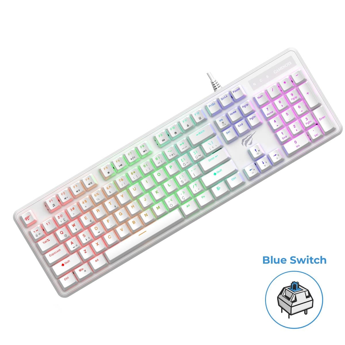 Havit Gamenote KB870L RGB Backlit Gaming Mekanik Klavye - Beyaz