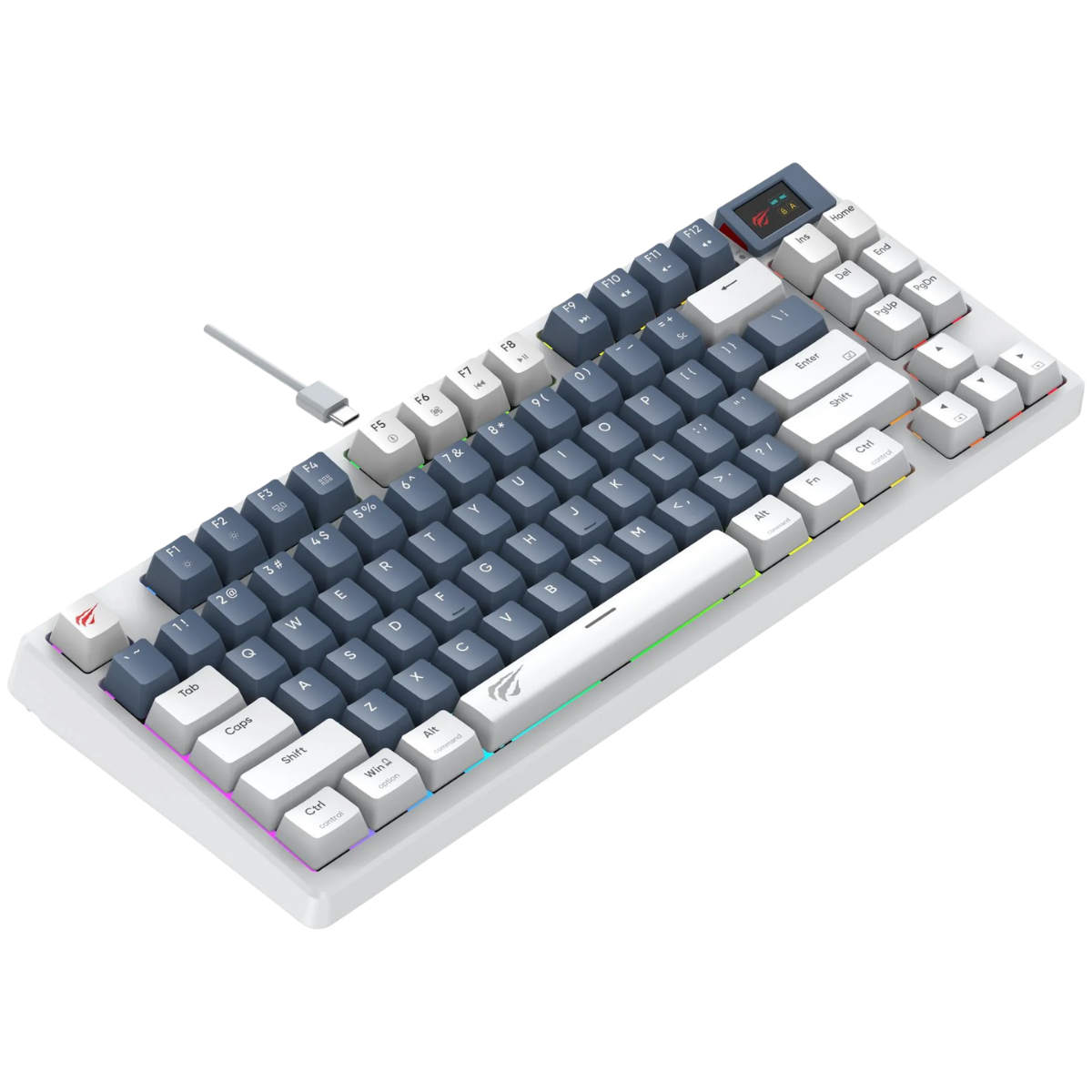 Havit Gamenote Kb884L Rgb Mekanik Türkçe Klavye 1.06inç Tft-lcd Ekran - Red Switch