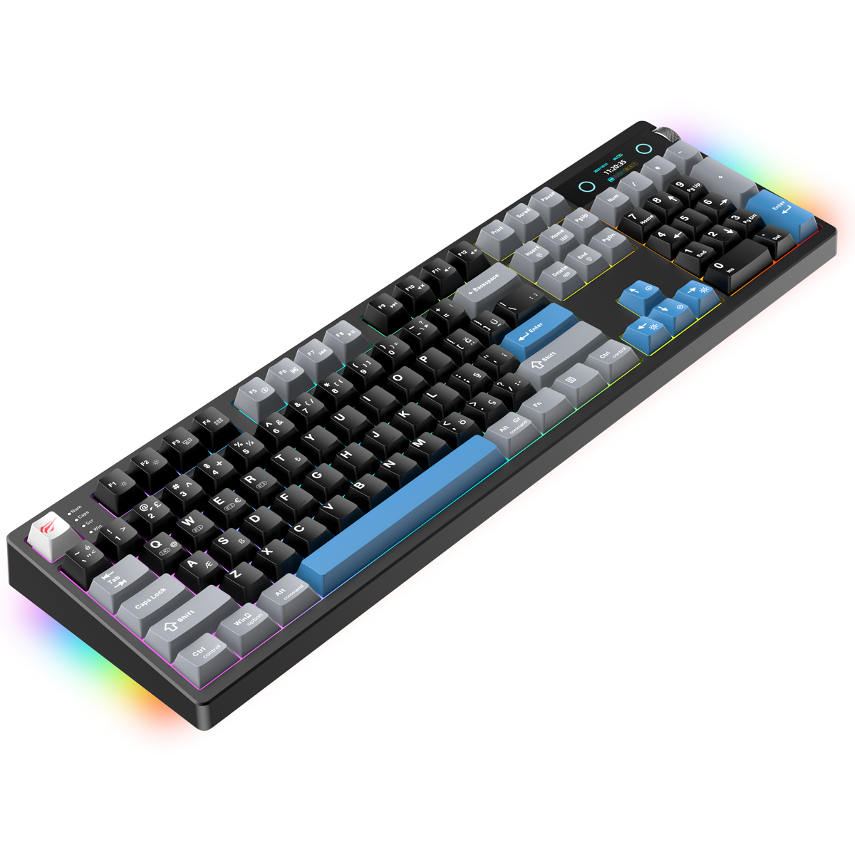 Havit Gamenote KB912L-TUR Hot-Swap Türkçe Gaming Mekanik Klavye Light Blue Switch - Tft Ekranlı, 3 Modlu,(BT/2.4G/Kablolu) - Siyah