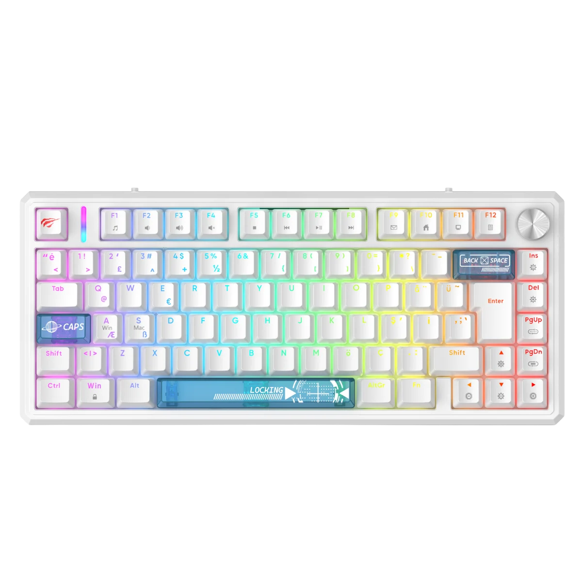 Havit Gamenote KB916L Pro-TUR RGB Manyetik Mekanik Oyuncu Klavyesi - Beyaz