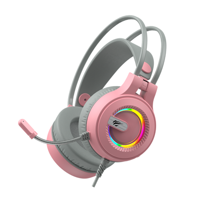 Havit Gamenote H2040D RGB Gaming Mikrofonlu Oyuncu Kulaklığı - Pembe