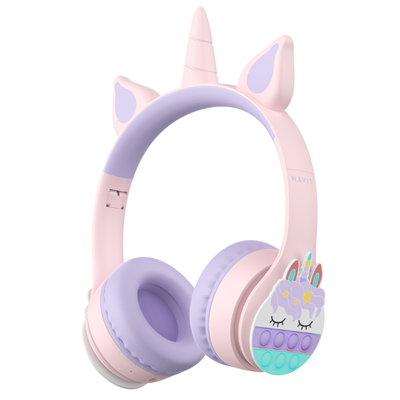 Havit H626BT PRO Kulaküstü Çocuk Bluetooth Kulaklık - Unicorn Design - Pembe
