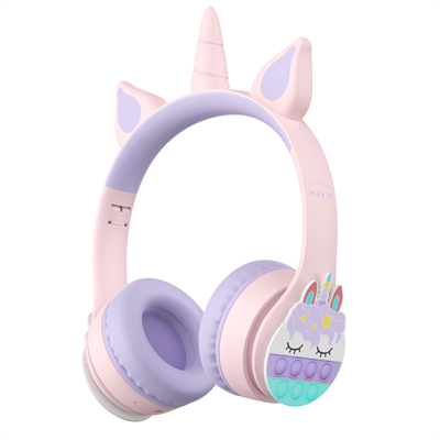 Havit H626BT PRO Kulaküstü Çocuk Bluetooth Kulaklık - Unicorn Design - Pembe