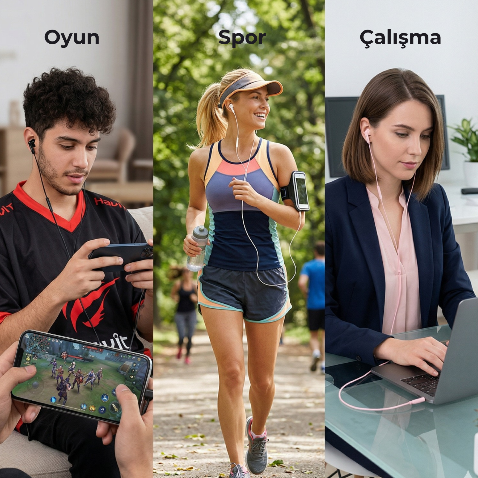 Havit E335P Kulak İçi Kablolu Mikrofonlu Kulaklık 3.5mm Jack 1.2m Kablo