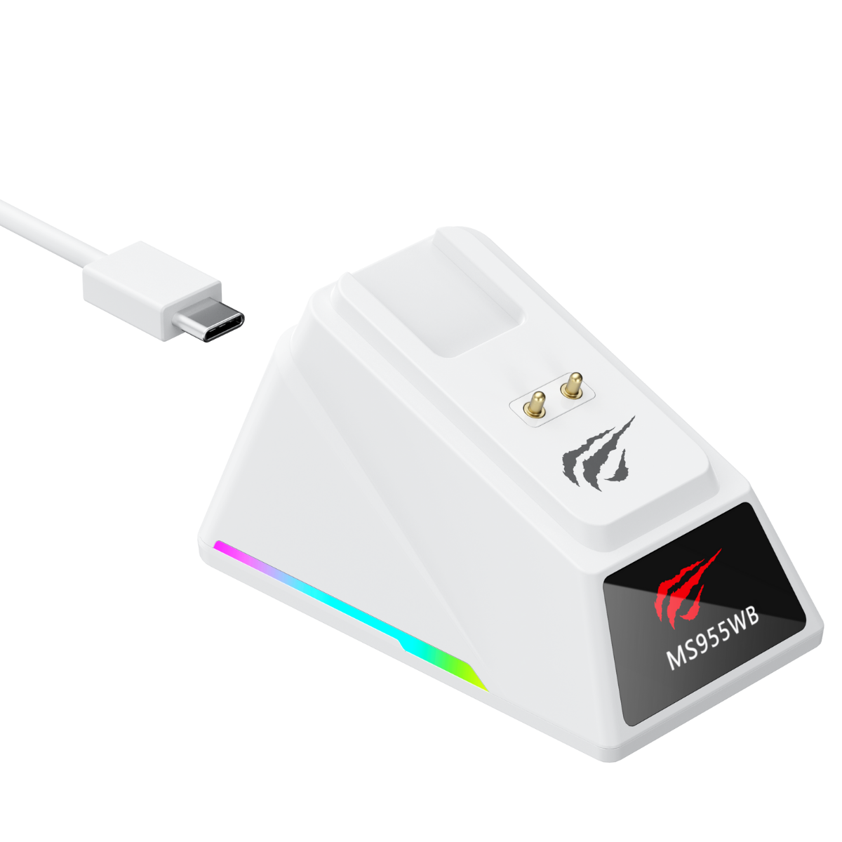  Havit Gamenote MS955WB RGB Wireless Gaming Mouse 3 Modlu + Şarj İstasyonu Ekranlı - Beyaz