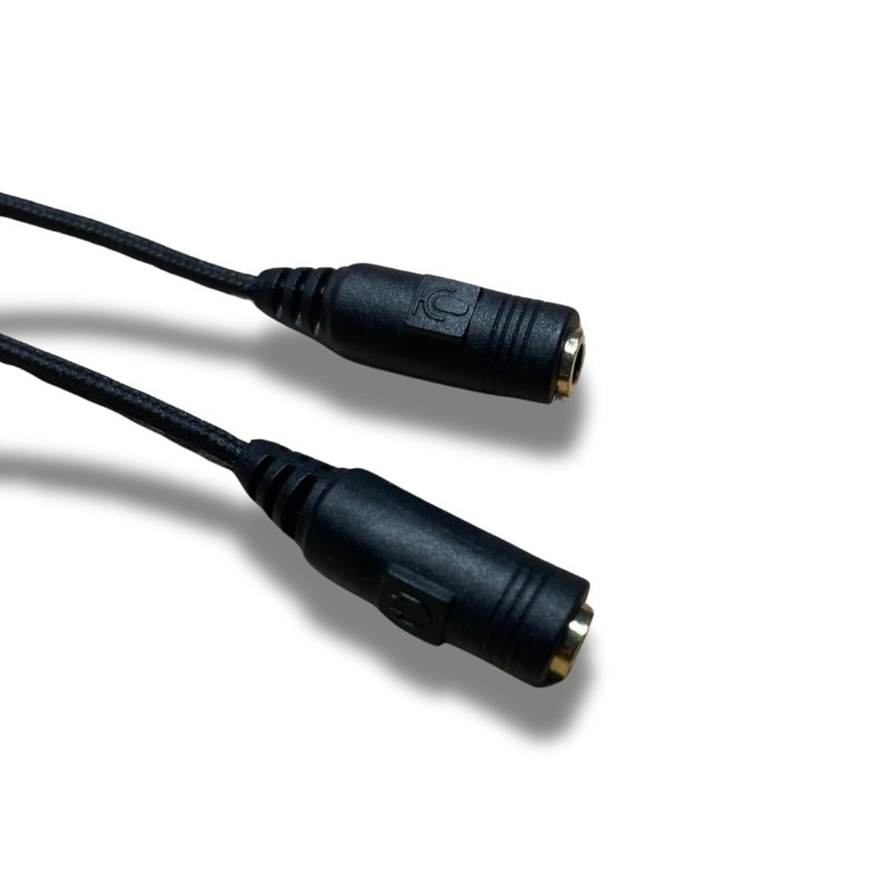 3.5mm Jack Kulaklık- Mikrofon Dönüştürücü Çevirici Switch Splitter Y Örgü Kablo 2 Dişi 1 Erkek - Siyah
