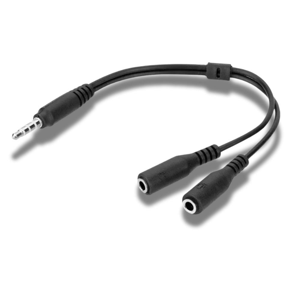 3.5mm Jack Kulaklık- Mikrofon Dönüştürücü Çevirici Switch Splitter Y Örgü Kablo 2 Dişi 1 Erkek - Siyah