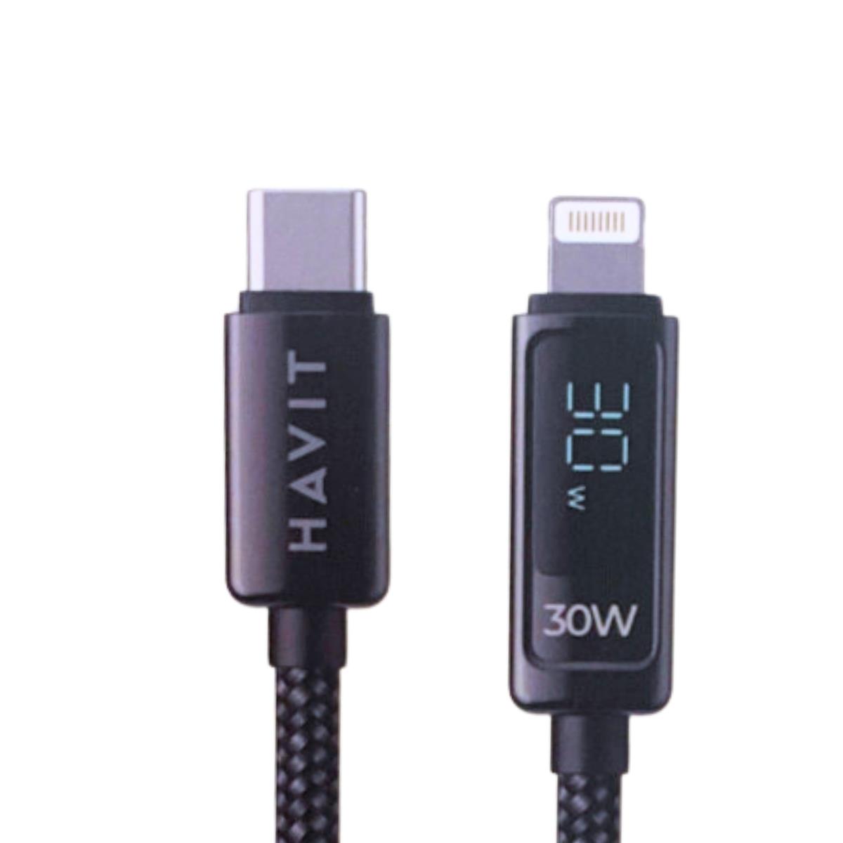 Havit CB6246 PD30W Type-C to Lightning (Iphone) Göstergeli Şarj Kablosu
